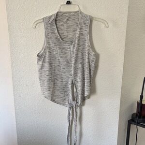 ZYIA Heathered Gray Tie-Front Tank Top
